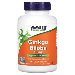 NOW Екстракт Гінкго Білоба, Ginkgo Biloba 60 мг - 240 капсул