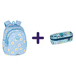 Набір: Рюкзак шкільний CoolPack Jerry Daisy Sun (F029834) + Пенал на блискавці CoolPack Campus з органайзером 23x9x5 см блакитний (E62547)