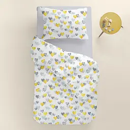 Дитяча постільна білизна в ліжечко LOVE CS6, жовтий (LoveYellowMintGrey_52Grey_140) - мініатюра 2