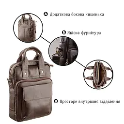 Якісна чоловіча сумка вертикального формату SHVIGEL 11168 під А4 коричневий флотар - мініатюра 4