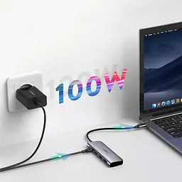 Порт-реплікатор (хаб) Ugreen 70411 6-in-1 док-станція HDMI 2xUsb3.0 TF PD 100W - мініатюра 2