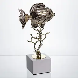 Декоративна фігурка Yiwu Gold Fish 16x8x30 см металева статуетка золотої рибки колекційна для дому декор на камін HP-7-18 - мініатюра 9