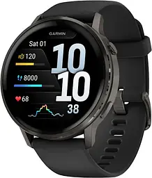 Смарт-годинник Garmin Venu 4 45 mm Slate with Black Silicone Band (010-03014-00)