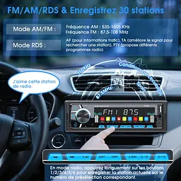 Автомобільне радіо Bluetooth Stereo Wireless AM/FM Автомобільне радіо 1 Din USB/Aux/SD/MPS карта - мініатюра 2