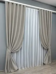 Комплект штор VR-Textil Midnight блекаут 2 шт 150x290 см сіро-бежевий (1672ш) - мініатюра 3