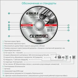 Круг відрізний Sigma по металу та нержавіючій сталі 230x2.5x22.2мм, 6650об/хв (1940321) - мініатюра 4