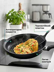 Набір кухонного посуду 13 в 1, каструля, сковорода з антипригарним покриттям та приладдям, чорний (26276257) - мініатюра 7