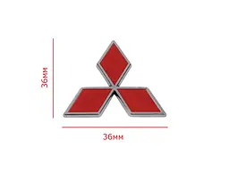 Емблема Mitsubishi Хром - Червона в кермо 36х36 мм на скотчі 17253 - мініатюра 2