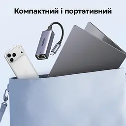 Мережевий адаптер UGREEN CM199 зовнішня мережева карта USB-C на RJ45 Ethernet 10/100/1000 Мбіт/с зі світлодіодним індикатором для Windows macOS та Linux сумісний зі Steam Deck та Nintendo Switch Lite чип AX88179B із вбудованим кабелем 0,1 м космічний сірий (50737) - мініатюра 10