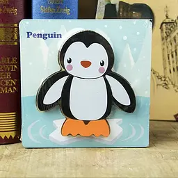 Дерев’яний пазл для дітей Пінгвін Penguin 15×15 см розвиваюча іграшка дитячий пазл сортер тварини для малюків - мініатюра 2