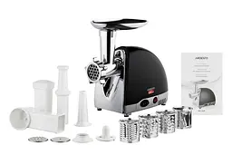М'ясорубка Ardesto MGL-2250R Black, 1800W, 3 диски, реверс, насадки для терки/шинкування /2і1, для домашніх ковбас, для кеббе, продуктивність 2 кг/хв, реверс - мініатюра 2