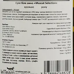 Вино Cave du Roi Dagobert Muscat Selection, біле сухе, 13%, 0,75 л (8000009384845) - мініатюра 4