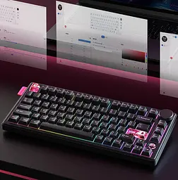 Клавіатура Onikuma ігрова бездротова для ігор з RGB підсвіткою та 3 режимами підключення до 600 годин роботи чорний - мініатюра 6