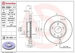 Диск тормозной вентилируемый Mazda 3, CX-3 03-25г Brembo ( 09.C651.11 )