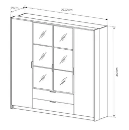 Шафа для одягу Perfect Home Мілтон / Milton 4-дверна з дзеркалом 4D2S/220 Каштан/антрацит (PFH-091085) - мініатюра 6