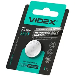 Акумулятор літієвий Videx LIR2032 BLISTER CARD 1 шт. (LIR2032 1B)
