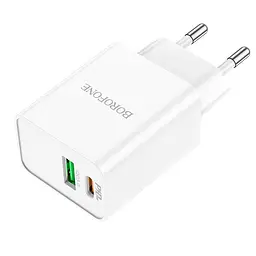 Блок живлення Адаптер мережевий Borofone Resource charger BA69A 2 виходи 20W білий - мініатюра 5
