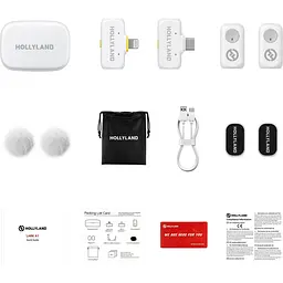 Мікрофонна радіосистема Hollyland LARK A1 Combo 2TX + RX/Lightning + RX/USB-C Ivory White [164070] - мініатюра 8
