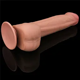 Фалоімітатор LoveToy Sliding-Skin Dual Layer Dong 29 см тілесний - мініатюра 4