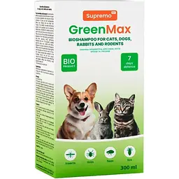 Шампунь GreenMax Біо для собак, котів, кролів і гризунів, захист від паразитів на натуральній основі