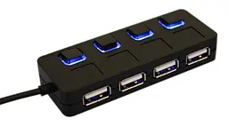 Хаб USB Lapara 4 порти USB 2.0 з 4-ма вимикачами ON/OFF для кожного порту, чорний