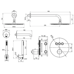 Душова система вбудована TOPAZ LOFT TLF 32117-L06-C-Termostat - мініатюра 4