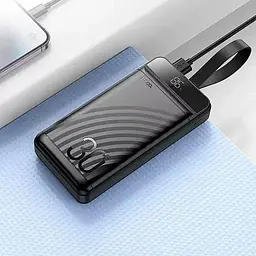 Портативна батарея Hoco J123B Element 22.5W+PD20W with LCD and LED-lamp 30000 mAh Black - мініатюра 6