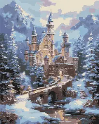 Алмазна мозаїка/вишивка Пейзаж. Зимовий замок 40*50 см Орігамі OD 3553