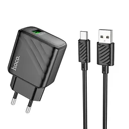 Мережевий зарядний пристрій HOCO CS21A Rich single port QC3.0 charger(EU)+Type-C Чорний