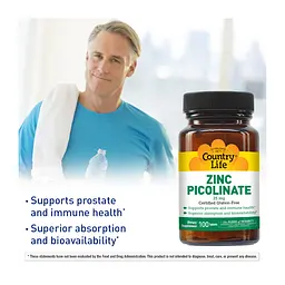Вітаміни та мінерали Country Life Zinc Picolinate 25 mg, 100 таблеток - мініатюра 3