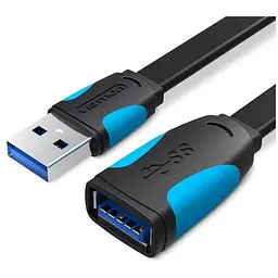 Дата кабель USB 3.0 AM/AF 2.0m flat black Vention (VAS-A13-B200)