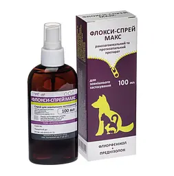 Ранозагоювальний спрей для собак та котів BioTestLab Флокси-спрей Макс при дерматиті 100 мл