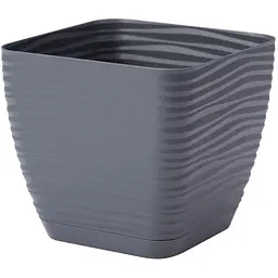 Горщик для квітів Form-Plastic Sahara mini квадро-13 з підставкою 1.3 л антрацит (3610-014)
