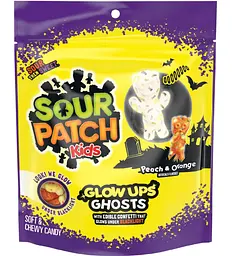 Жувальні цукерки Sour Patch Kids Glow Ups Ghosts Halloween Soft & Chewy Candy 237г