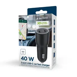 Зарядний пристрій Gembird 2xUSB-C (PD 20W) black (TA-UC-C2PD40-CAR-01) - мініатюра 7