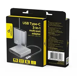 Хаб USB A-CM-COMBO3-04, Grey, Type-C 3.2 - 1xType-C 3.2 (85 Вт) / USB 3.2 / 2xHDMI 4K 30 Гц Gembird teh0027592 - мініатюра 5