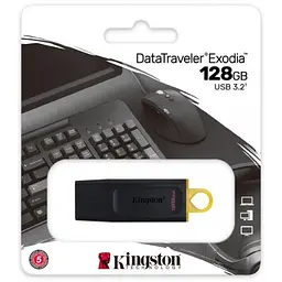 Флеш пам'ять USB Kingston DataTraveler Exodia 128GB USB 3.2 Gen 1 Black/Yellow (DTX/128GB) - мініатюра 4