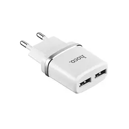 Мережевий зарядний пристрій Hoco C12 2 USB білий - мініатюра 2