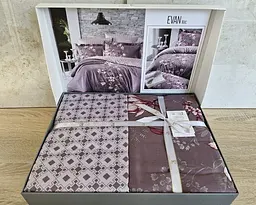 Турецька постільна білизна First Choice Cotton Satin Evan Lilac євро - мініатюра 2