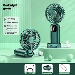 Портативний міні вентилятор Mini fan AND892 з підставкою для телефону та дисплеєм - мініатюра 2