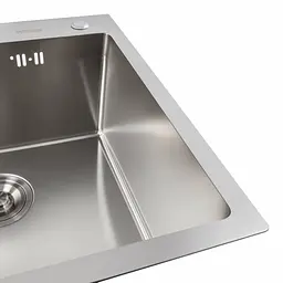 Кухонна мийка Platinum Handmade 500x500x220 (товщина 3,0/1,5 мм корзина та дозатор в комплекті), Нержавіюча сталь - мініатюра 5