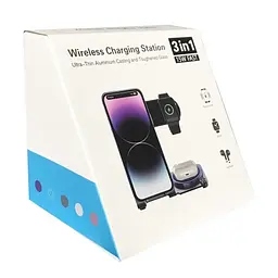 Зарядна станція 3IN1 Y91 Ultra-Thin (iPhone, iWatch, AirPods) 15W Original рожевий - мініатюра 2