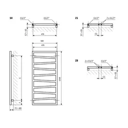 Сушарка для рушників Terma 1310х500 Zigzag (WGZIG131050K9M5SX) - мініатюра 3