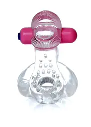 Ерекційне віброкільце Tongue Vibro CockRing Clear - мініатюра 3