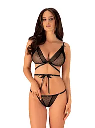 Комплект білизни Obsessive Bowessa, L/XL (чорний)