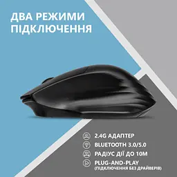 Мишка 2E MF280 Silent Wireless/Bluetooth Black (2E-MF280WBK) - мініатюра 5
