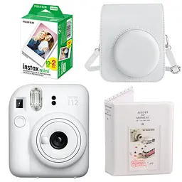 Набор камера Fujifilm Instax Mini 12, Фотобумага 20шт, Чехол, Фотоальбом 64 фото Белый