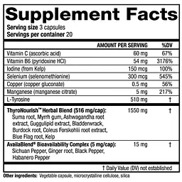 Комплекс для підтримки щитовидної залози RidgeCrest Herbals Thyroid Thrive 60 вегетаріанських капсул - мініатюра 2