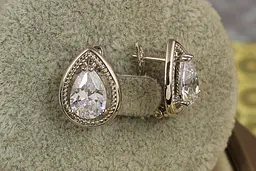 Сережки Xuping Jewelry капля в окантовці 1,7 см сріблясті - мініатюра 2