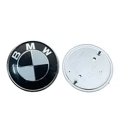 Емблема Bmw 73-74мм чорно-біла пластик+Метал (на 2 штифтах) OEM 51148219237 - мініатюра 2